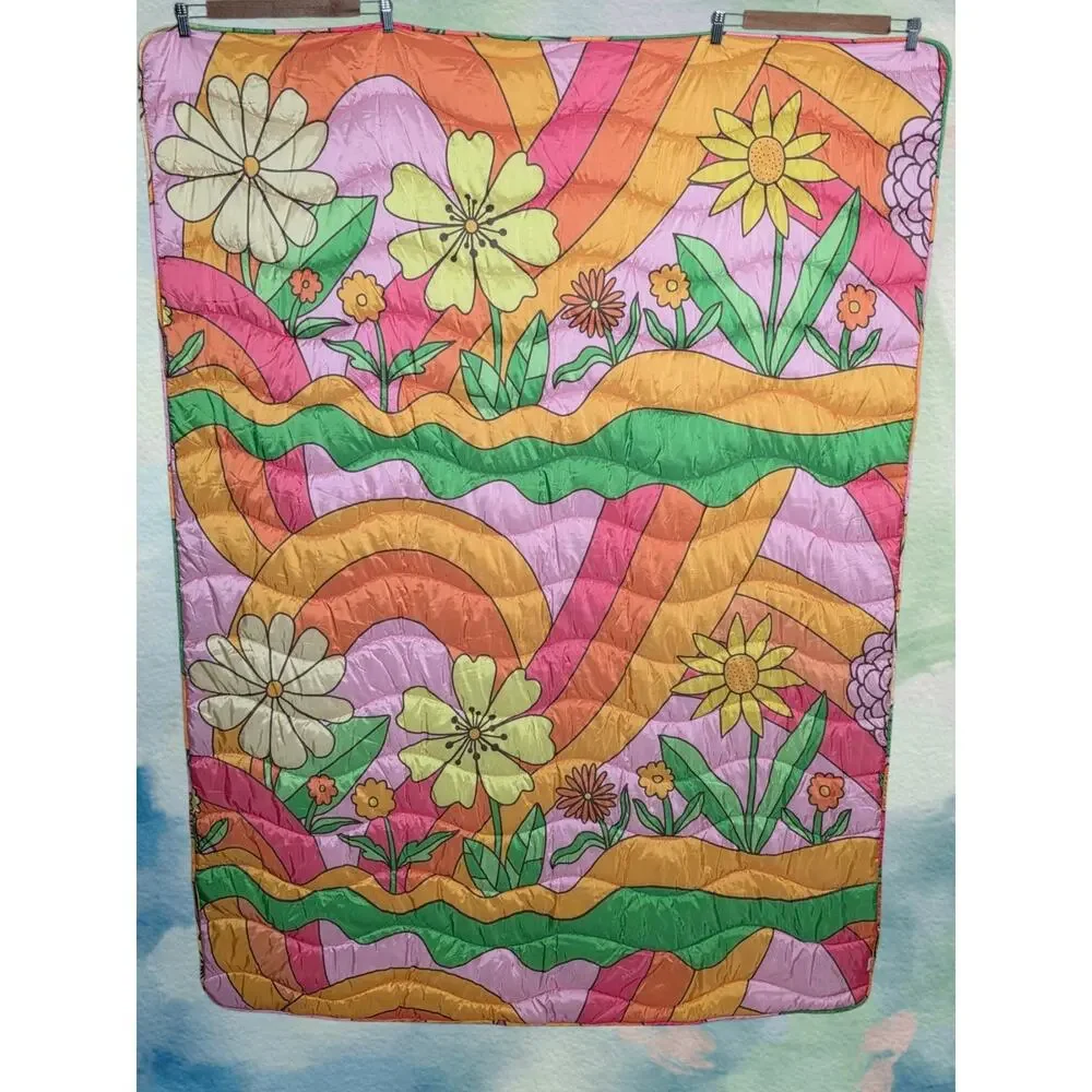 TOOT Talking Out Of Turn In The Groove Groovy Floral Puffy Blanket - 50x67